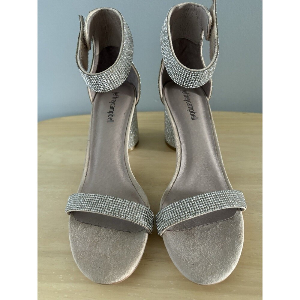 Jeffrey Campbell Laura Crystal Embellished Ankle Strap Silver 8 Prom Wedding - Picture 3 of 12